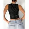 imageMilumia Womens Mock Neck Floral Mesh Top Y2k Sleeveless Ruched Tank Tops Going OutOrange Multi