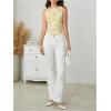 imageMilumia Womens Mock Neck Floral Mesh Top Y2k Sleeveless Ruched Tank Tops Going OutYellow and White