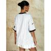 imageMilumia Womens Number Striped Print V Neck Half Sleeve Oversized Jersey TShirtBlack