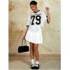 imageMilumia Womens Number Striped Print V Neck Half Sleeve Oversized Jersey TShirtBlack