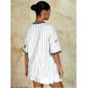 imageMilumia Womens Number Striped Print V Neck Half Sleeve Oversized Jersey TShirtDark Grey