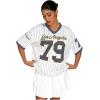 imageMilumia Womens Number Striped Print V Neck Half Sleeve Oversized Jersey TShirtDark Grey