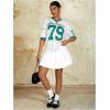 imageMilumia Womens Number Striped Print V Neck Half Sleeve Oversized Jersey TShirtMulticolor