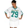 imageMilumia Womens Number Striped Print V Neck Half Sleeve Oversized Jersey TShirtMulticolor
