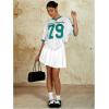 imageMilumia Womens Number Striped Print V Neck Half Sleeve Oversized Jersey TShirtMulticolor