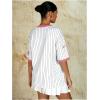 imageMilumia Womens Number Striped Print V Neck Half Sleeve Oversized Jersey TShirtPink