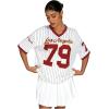 imageMilumia Womens Number Striped Print V Neck Half Sleeve Oversized Jersey TShirtRed