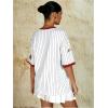 imageMilumia Womens Number Striped Print V Neck Half Sleeve Oversized Jersey TShirtRed