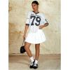 imageMilumia Womens Number Striped Print V Neck Half Sleeve Oversized Jersey TShirtWhite Dark Blue