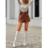 imageMilumia Womens PU Leather High Waisted Pleated Wide Leg Dressy Shorts with PocketBrown