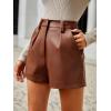imageMilumia Womens PU Leather High Waisted Pleated Wide Leg Dressy Shorts with PocketBrown