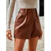 imageMilumia Womens PU Leather High Waisted Pleated Wide Leg Dressy Shorts with PocketBrown