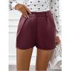 imageMilumia Womens PU Leather High Waisted Pleated Wide Leg Dressy Shorts with PocketBurgundy