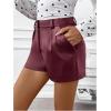 imageMilumia Womens PU Leather High Waisted Pleated Wide Leg Dressy Shorts with PocketBurgundy