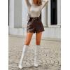 imageMilumia Womens PU Leather High Waisted Pleated Wide Leg Dressy Shorts with PocketCoffee Brown