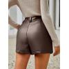 imageMilumia Womens PU Leather High Waisted Pleated Wide Leg Dressy Shorts with PocketCoffee Brown