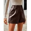 imageMilumia Womens PU Leather High Waisted Pleated Wide Leg Dressy Shorts with PocketCoffee Brown
