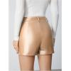 imageMilumia Womens PU Leather High Waisted Pleated Wide Leg Dressy Shorts with PocketKhaki