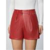 imageMilumia Womens PU Leather High Waisted Pleated Wide Leg Dressy Shorts with PocketRed