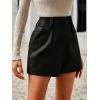 imageMilumia Womens PU Leather High Waisted Pleated Wide Leg Dressy Shorts with PocketSolid Black