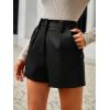 imageMilumia Womens PU Leather High Waisted Pleated Wide Leg Dressy Shorts with PocketSolid Black