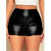 imageMilumia Womens Ruched Faux Leather Mini Shorts High Waist Sexy Going Out Rave ShortsBlack