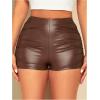 imageMilumia Womens Ruched Faux Leather Mini Shorts High Waist Sexy Going Out Rave ShortsBrown