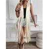 imageMilumia Womens Sleeveless Fringe Vest Faux Suede Western Cardigan JacketApricot