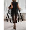 imageMilumia Womens Sleeveless Fringe Vest Faux Suede Western Cardigan JacketBlack