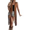 imageMilumia Womens Sleeveless Fringe Vest Faux Suede Western Cardigan JacketSolid Brown