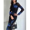 imageMilumia Womens Tie Dye Mesh Bodycon Dresses Floral Long Sleeve Maxi Dresses Cocktail PartyBlue