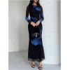 imageMilumia Womens Tie Dye Mesh Bodycon Dresses Floral Long Sleeve Maxi Dresses Cocktail PartyBlue
