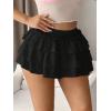 imageMilumia Womens Y2K Bow Kont Elastic Waist Layered Ruffle Hem Mini SkirtsBlack