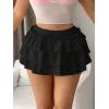 imageMilumia Womens Y2K Bow Kont Elastic Waist Layered Ruffle Hem Mini SkirtsBlack