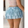 imageMilumia Womens Y2K Bow Kont Elastic Waist Layered Ruffle Hem Mini SkirtsLight Blue