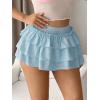 imageMilumia Womens Y2K Bow Kont Elastic Waist Layered Ruffle Hem Mini SkirtsLight Blue