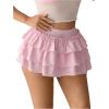imageMilumia Womens Y2K Bow Kont Elastic Waist Layered Ruffle Hem Mini SkirtsPink