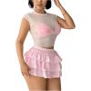 imageMilumia Womens Y2K Bow Kont Elastic Waist Layered Ruffle Hem Mini SkirtsPink