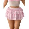 imageMilumia Womens Y2K Bow Kont Elastic Waist Layered Ruffle Hem Mini SkirtsPink