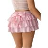 imageMilumia Womens Y2K Bow Kont Elastic Waist Layered Ruffle Hem Mini SkirtsPink