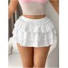 imageMilumia Womens Y2K Bow Kont Elastic Waist Layered Ruffle Hem Mini SkirtsWhite