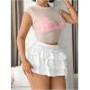 imageMilumia Womens Y2K Bow Kont Elastic Waist Layered Ruffle Hem Mini SkirtsWhite