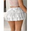 imageMilumia Womens Y2K Bow Kont Elastic Waist Layered Ruffle Hem Mini SkirtsWhite