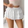 imageMilumia Womens Y2K Bow Kont Elastic Waist Layered Ruffle Hem Mini SkirtsWhite