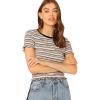 imageMilumia Womens Casual Multi Striped Ribbed Short Sleeve Solid Tee Knit TopMulticolor Pink and Black