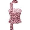 imageMilumia Womens Cheetah Print Tube Tops Y2k Strapless Mesh Bandeau Top with Scarf Going Out Club RavePink