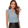 imageMilumia Womens Elegant Notch V Neck Sleeveless Blouse Guipure Lace Work Office TopDusty Blue