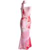 imageMilumia Womens Floral Print Bodycon Strapless Tube Long Dress with ScarfPink Multi