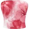 imageMilumia Womens Floral Print Strapless Bandeau Tops Fitted Backless Crop TopWatermelon Pink