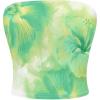 imageMilumia Womens Floral Print Strapless Bandeau Tops Fitted Backless Crop TopWhite Green